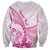 Personalised New Zealand Pink Fern Breast Cancer Sweatshirt Polynesian Pattern