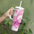 Personalised New Zealand Pink Fern Breast Cancer Tumbler With Handle Polynesian Pattern