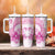 Personalised New Zealand Pink Fern Breast Cancer Tumbler With Handle Polynesian Pattern