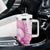 Personalised New Zealand Pink Fern Breast Cancer Tumbler With Handle Polynesian Pattern