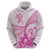 Personalised New Zealand Pink Fern Breast Cancer Zip Hoodie Polynesian Pattern