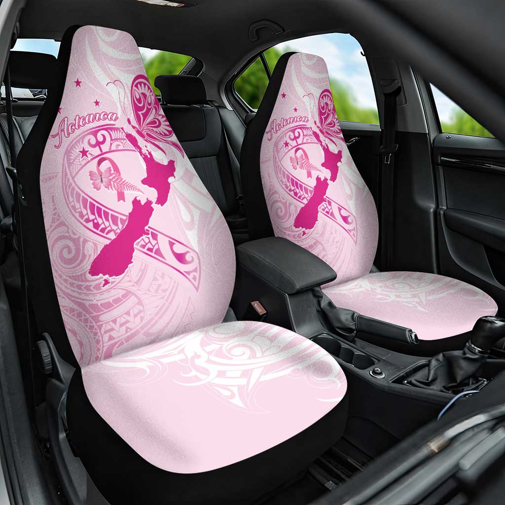 Personalised Aotearoa Breast Cancer Car Seat Cover New Zealand Maori Pattern LT01 One Size Pink - Polynesian Pride