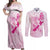 Personalised Aotearoa Breast Cancer Couples Matching Off Shoulder Maxi Dress and Long Sleeve Button Shirt New Zealand Maori Pattern