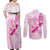 Personalised Aotearoa Breast Cancer Couples Matching Off Shoulder Maxi Dress and Long Sleeve Button Shirt New Zealand Maori Pattern