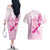 Personalised Aotearoa Breast Cancer Couples Matching Off The Shoulder Long Sleeve Dress and Hawaiian Shirt New Zealand Maori Pattern