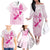 Personalised Aotearoa Breast Cancer Family Matching Off The Shoulder Long Sleeve Dress and Hawaiian Shirt New Zealand Maori Pattern