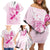 Personalised Aotearoa Breast Cancer Family Matching Off Shoulder Short Dress and Hawaiian Shirt New Zealand Maori Pattern