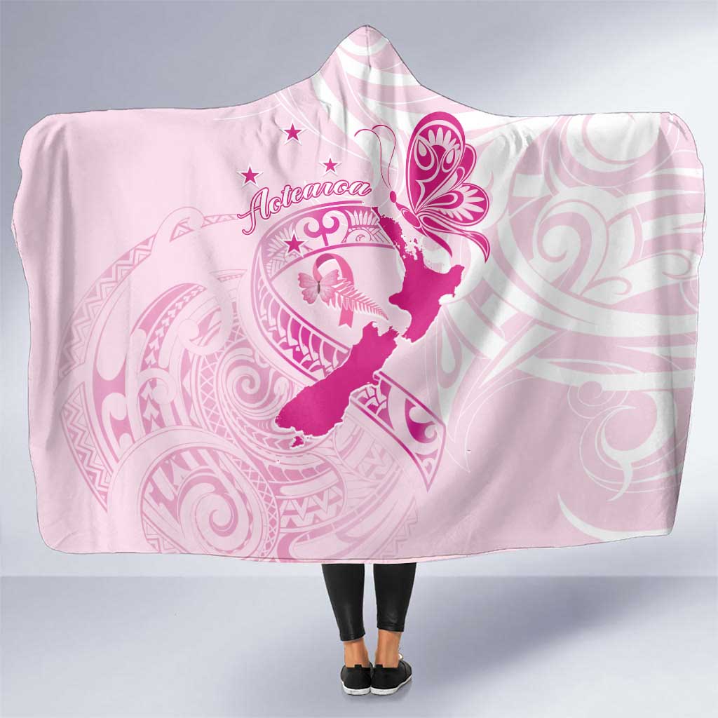 Personalised Aotearoa Breast Cancer Hooded Blanket New Zealand Maori Pattern LT01 One Size Pink - Polynesian Pride