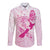 Personalised Aotearoa Breast Cancer Long Sleeve Button Shirt New Zealand Maori Pattern