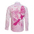 Personalised Aotearoa Breast Cancer Long Sleeve Button Shirt New Zealand Maori Pattern