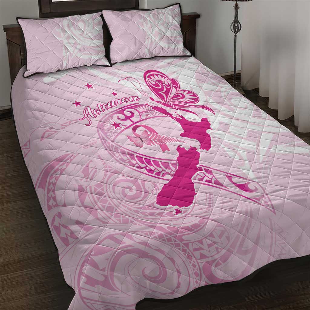 Personalised Aotearoa Breast Cancer Quilt Bed Set New Zealand Maori Pattern LT01 Pink - Polynesian Pride