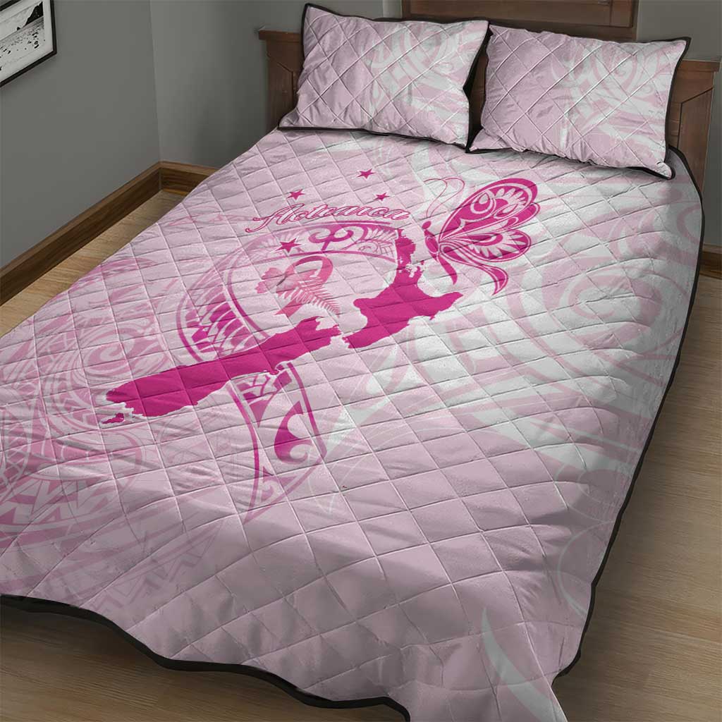 Personalised Aotearoa Breast Cancer Quilt Bed Set New Zealand Maori Pattern LT01 - Polynesian Pride