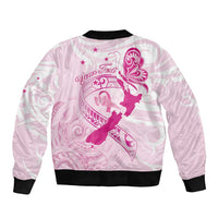 Personalised Aotearoa Breast Cancer Sleeve Zip Bomber Jacket New Zealand Maori Pattern LT01 - Polynesian Pride