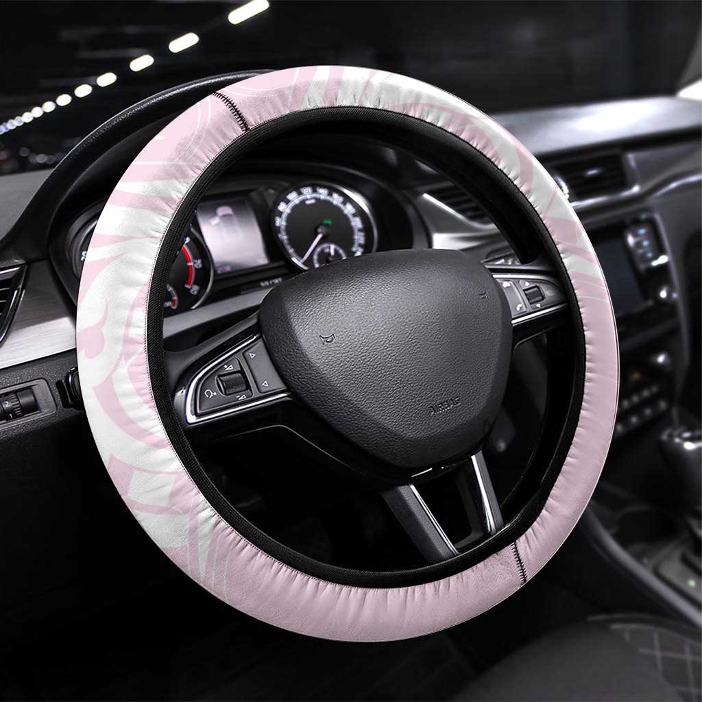 Aotearoa Breast Cancer Steering Wheel Cover New Zealand Maori Pattern LT01 Universal Fit Pink - Polynesian Pride
