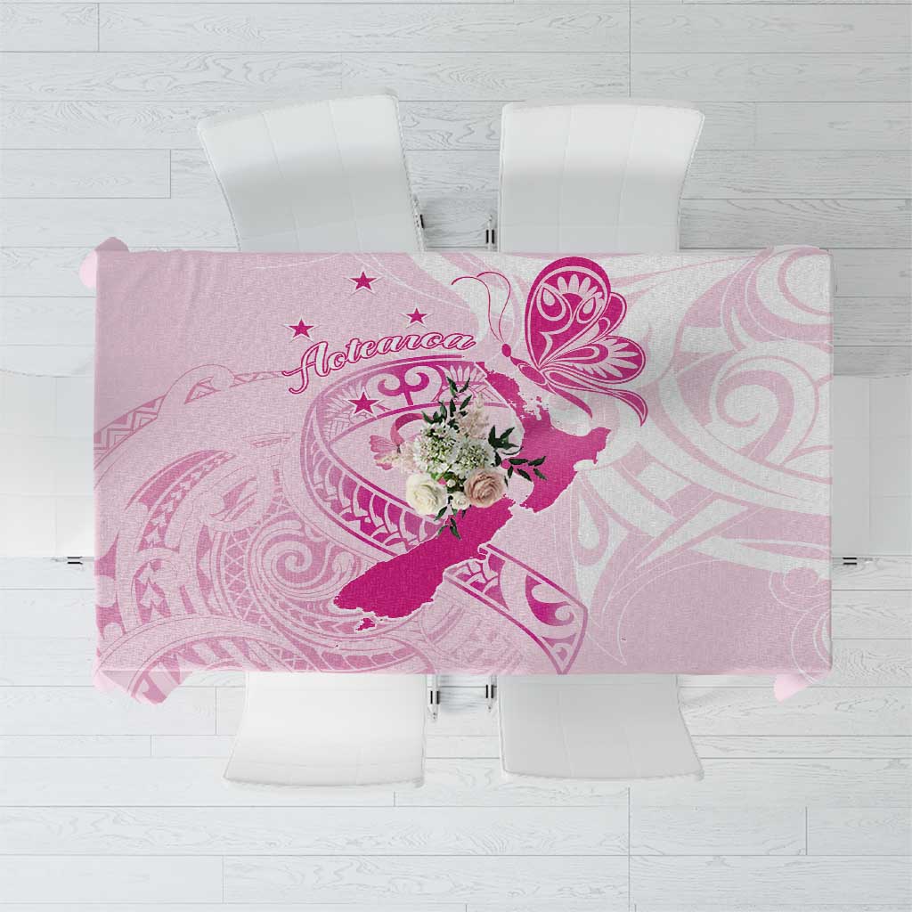 Personalised Aotearoa Breast Cancer Tablecloth New Zealand Maori Pattern LT01 Pink - Polynesian Pride