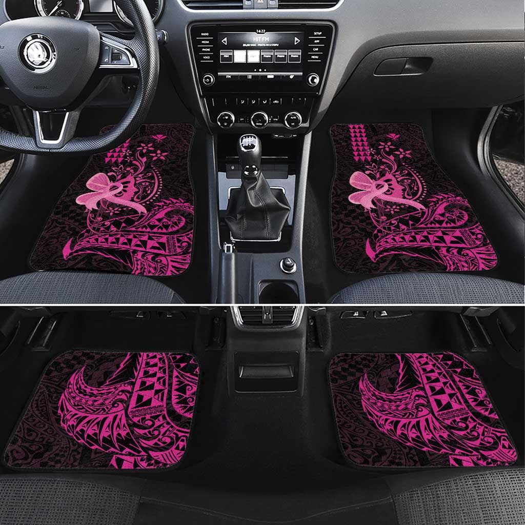 Hawaii Breast Cancer Car Mats Girl Floral Kakau Pattern LT01 Set 4pcs Pink - Polynesian Pride