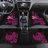 Hawaii Breast Cancer Car Mats Girl Floral Kakau Pattern LT01 Set 4pcs Pink - Polynesian Pride