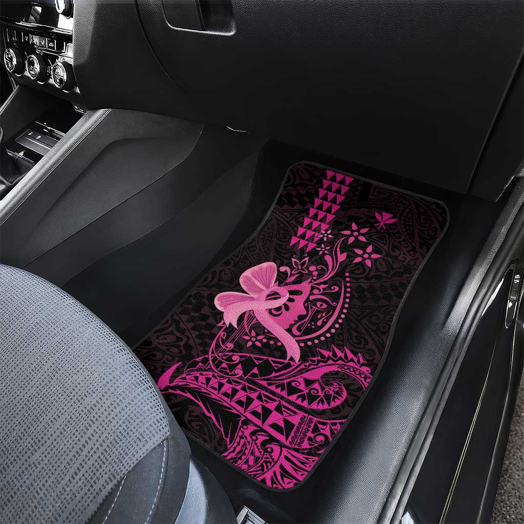 Hawaii Breast Cancer Car Mats Girl Floral Kakau Pattern LT01 - Polynesian Pride