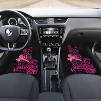 Hawaii Breast Cancer Car Mats Girl Floral Kakau Pattern LT01 Set 2pcs - Front Pink - Polynesian Pride