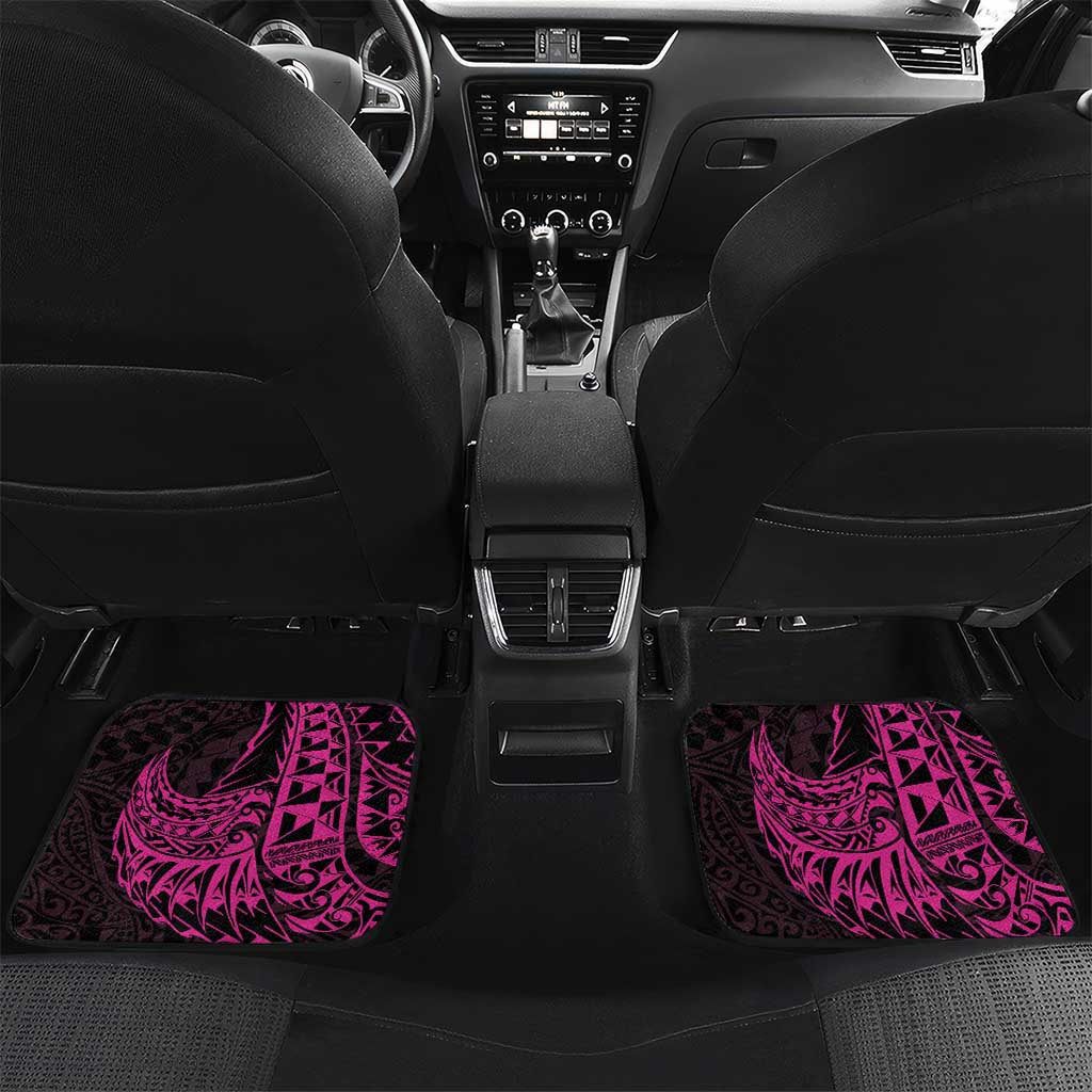 Hawaii Breast Cancer Car Mats Girl Floral Kakau Pattern LT01 Set 2pcs - Back Pink - Polynesian Pride
