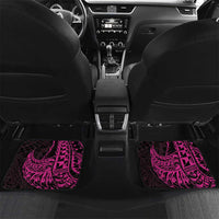 Hawaii Breast Cancer Car Mats Girl Floral Kakau Pattern LT01 Set 2pcs - Back Pink - Polynesian Pride