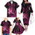 Hawaii Breast Cancer Family Matching Off The Shoulder Long Sleeve Dress and Hawaiian Shirt Girl Floral Kakau Pattern