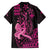 Hawaii Breast Cancer Family Matching Puletasi and Hawaiian Shirt Girl Floral Kakau Pattern