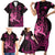 Hawaii Breast Cancer Family Matching Short Sleeve Bodycon Dress and Hawaiian Shirt Girl Floral Kakau Pattern