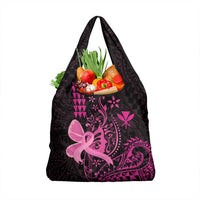 Hawaii Breast Cancer Grocery Bag Girl Floral Kakau Pattern LT01 1-pack One Size Pink - Polynesian Pride