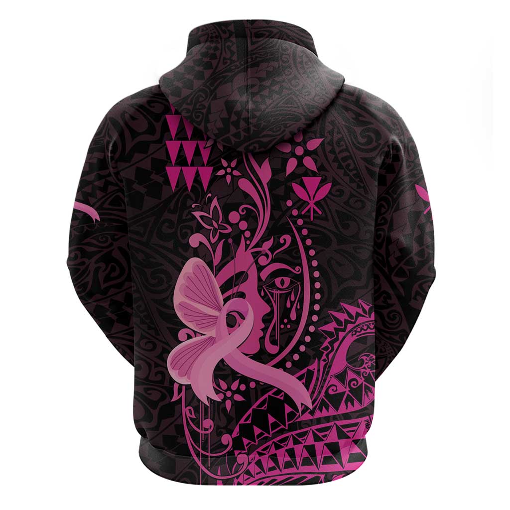 Hawaii Breast Cancer Hoodie Girl Floral Kakau Pattern LT01 - Polynesian Pride