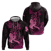 Hawaii Breast Cancer Hoodie Girl Floral Kakau Pattern LT01 - Polynesian Pride