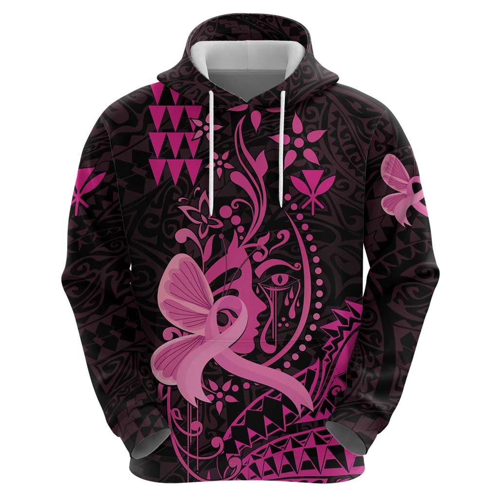 Hawaii Breast Cancer Hoodie Girl Floral Kakau Pattern LT01 - Polynesian Pride