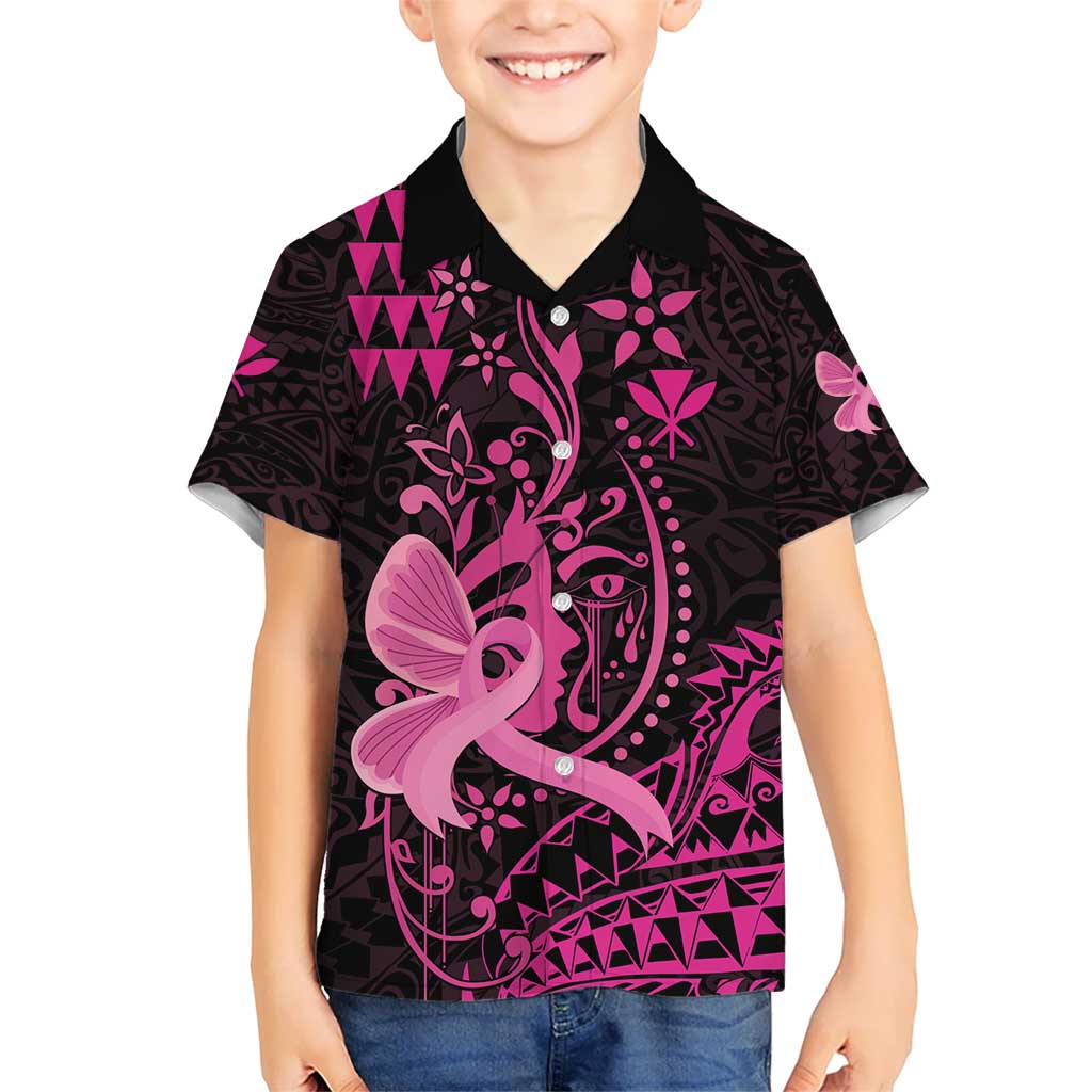 Hawaii Breast Cancer Kid Hawaiian Shirt Girl Floral Kakau Pattern LT01 Kid Pink - Polynesian Pride