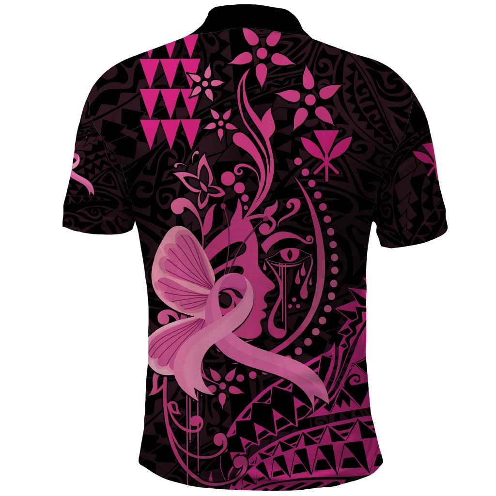 Hawaii Breast Cancer Polo Shirt Girl Floral Kakau Pattern LT01 - Polynesian Pride