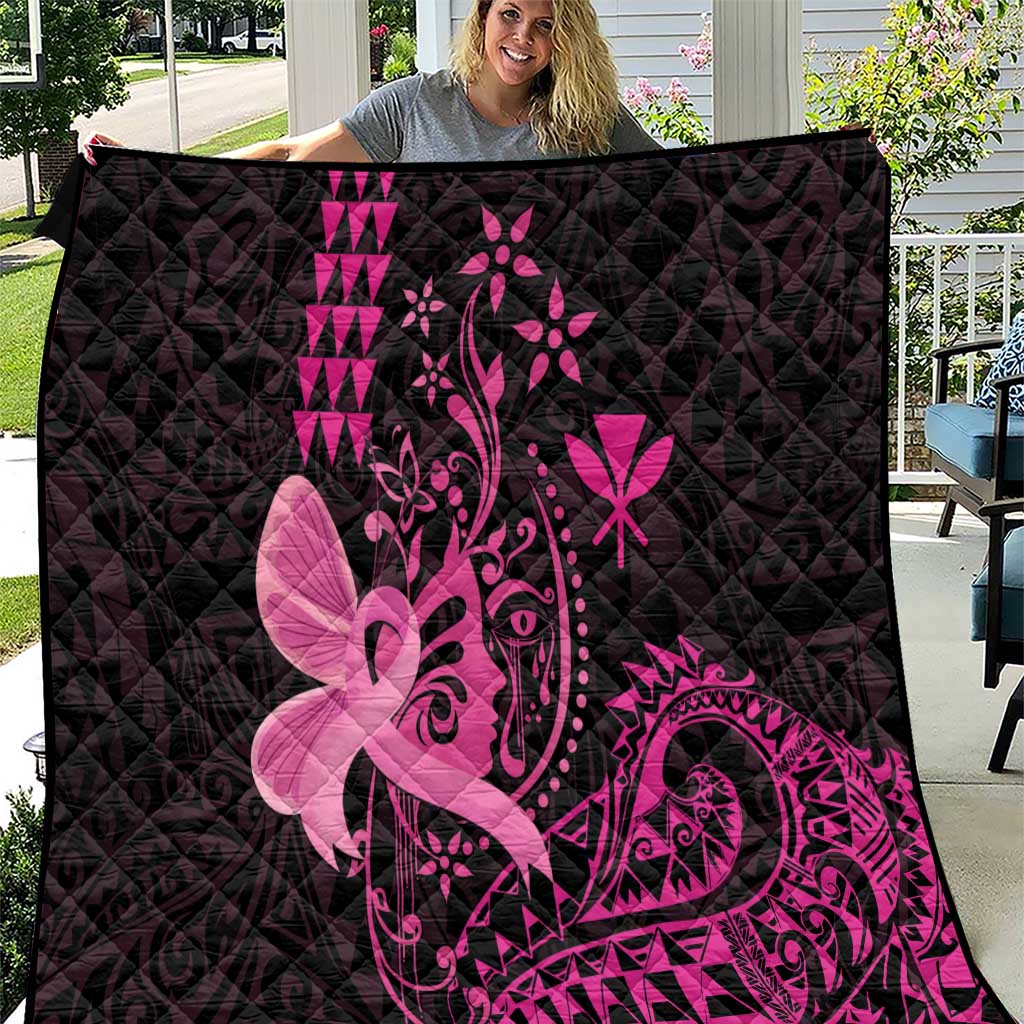 Hawaii Breast Cancer Quilt Girl Floral Kakau Pattern LT01 Pink - Polynesian Pride