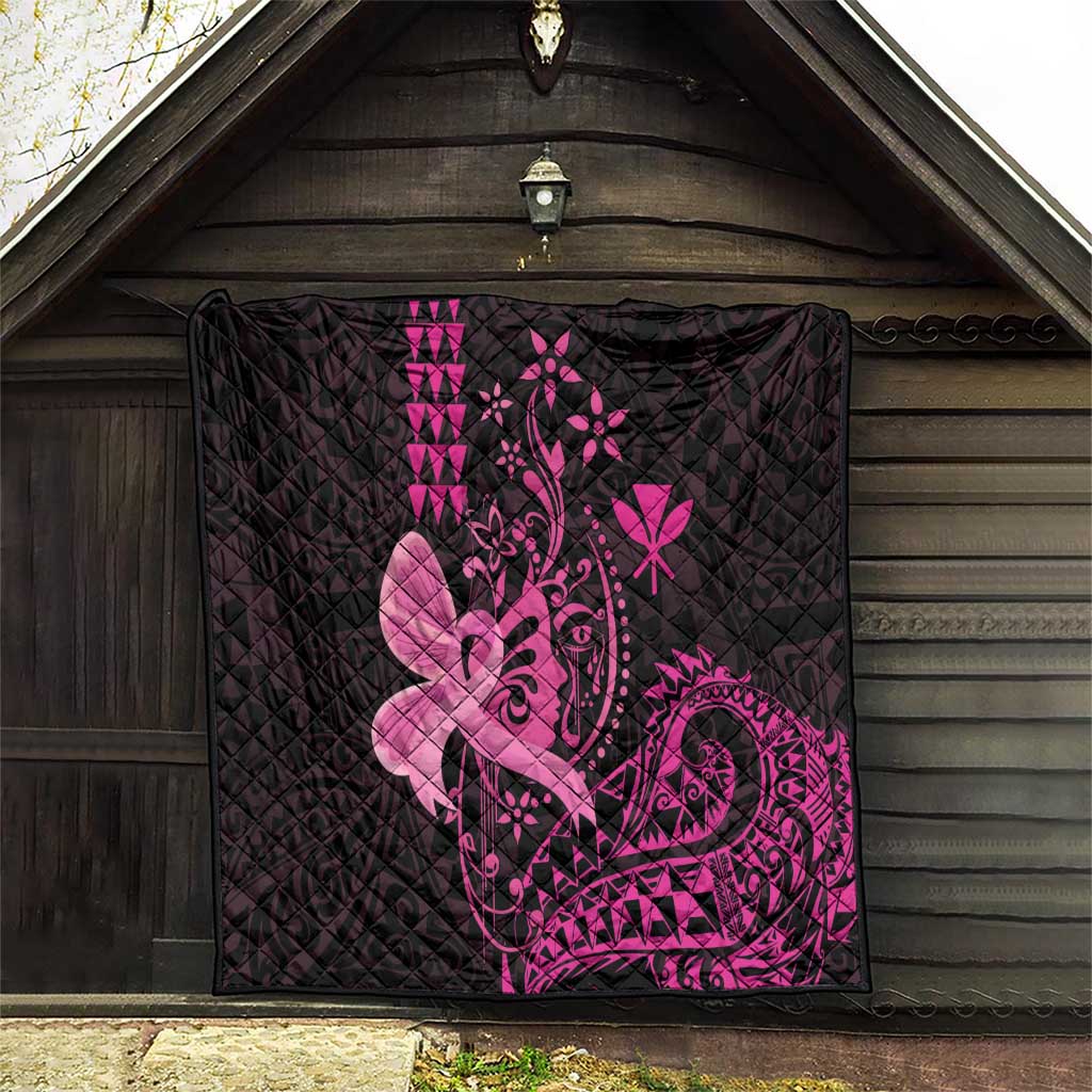 Hawaii Breast Cancer Quilt Girl Floral Kakau Pattern LT01 - Polynesian Pride