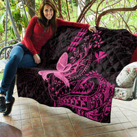 Hawaii Breast Cancer Quilt Girl Floral Kakau Pattern LT01 - Polynesian Pride