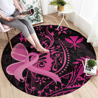 Hawaii Breast Cancer Round Carpet Girl Floral Kakau Pattern LT01 - Polynesian Pride