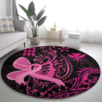 Hawaii Breast Cancer Round Carpet Girl Floral Kakau Pattern LT01 - Polynesian Pride