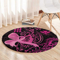 Hawaii Breast Cancer Round Carpet Girl Floral Kakau Pattern LT01 - Polynesian Pride
