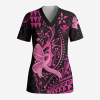 Hawaii Breast Cancer Scrub Top Girl Floral Kakau Pattern LT01 Adult Pink - Polynesian Pride