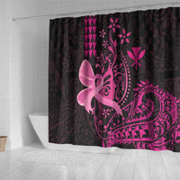 Hawaii Breast Cancer Shower Curtain Girl Floral Kakau Pattern LT01 - Polynesian Pride