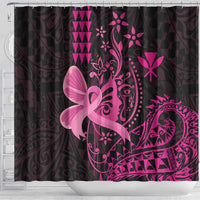 Hawaii Breast Cancer Shower Curtain Girl Floral Kakau Pattern LT01 - Polynesian Pride