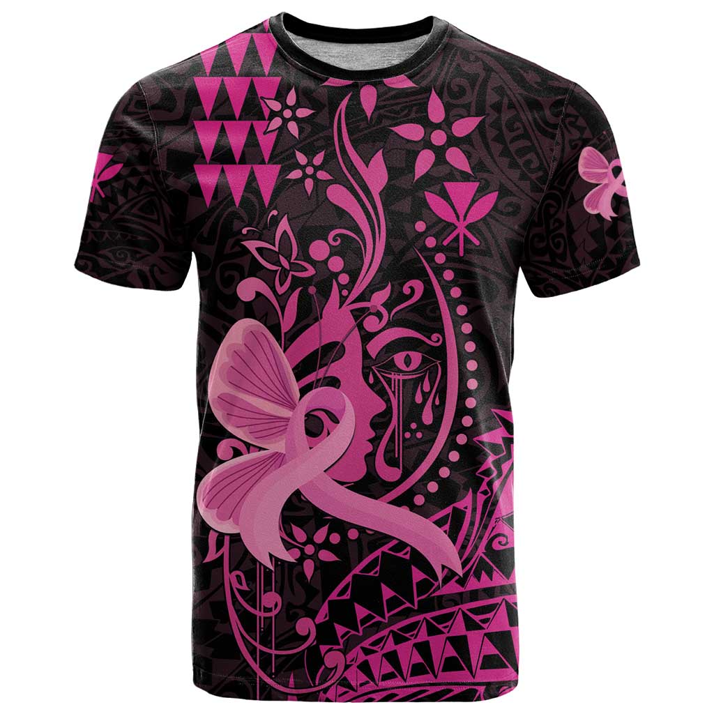 Hawaii Breast Cancer T Shirt Girl Floral Kakau Pattern LT01 Pink - Polynesian Pride
