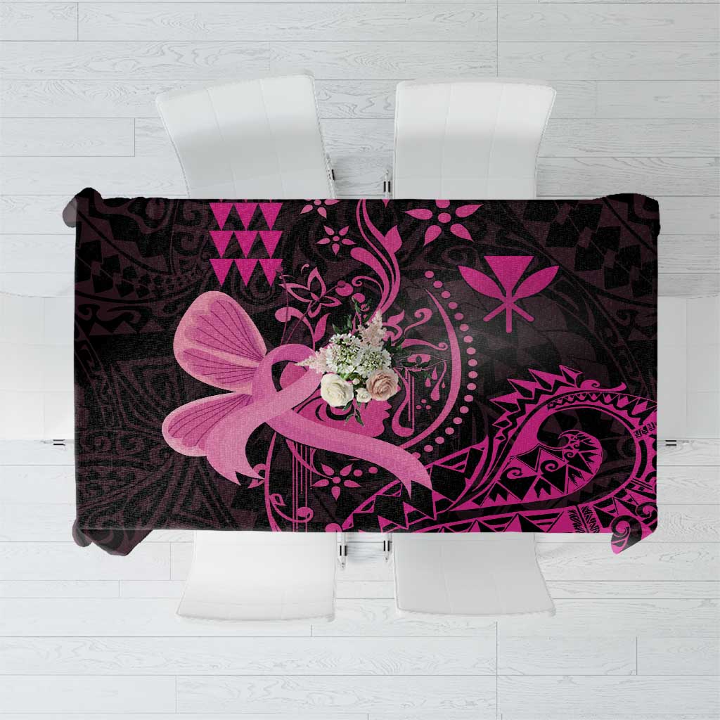 Hawaii Breast Cancer Tablecloth Girl Floral Kakau Pattern LT01 Pink - Polynesian Pride