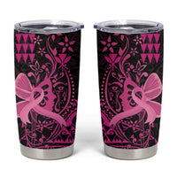 Hawaii Breast Cancer Tumbler Cup Girl Floral Kakau Pattern LT01 Pink - Polynesian Pride
