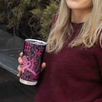 Hawaii Breast Cancer Tumbler Cup Girl Floral Kakau Pattern LT01 - Polynesian Pride