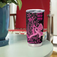Hawaii Breast Cancer Tumbler Cup Girl Floral Kakau Pattern LT01 - Polynesian Pride