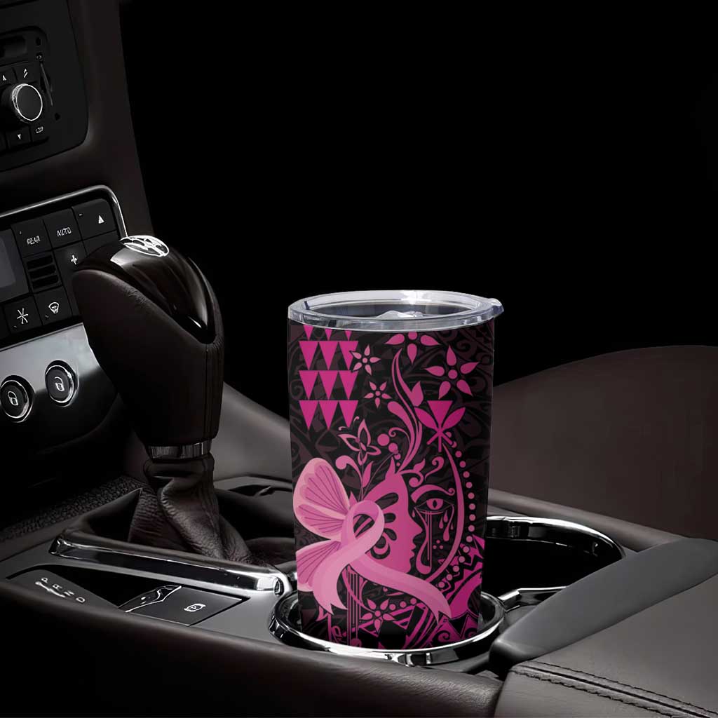 Hawaii Breast Cancer Tumbler Cup Girl Floral Kakau Pattern LT01 - Polynesian Pride