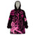 Hawaii Breast Cancer Wearable Blanket Hoodie Girl Floral Kakau Pattern